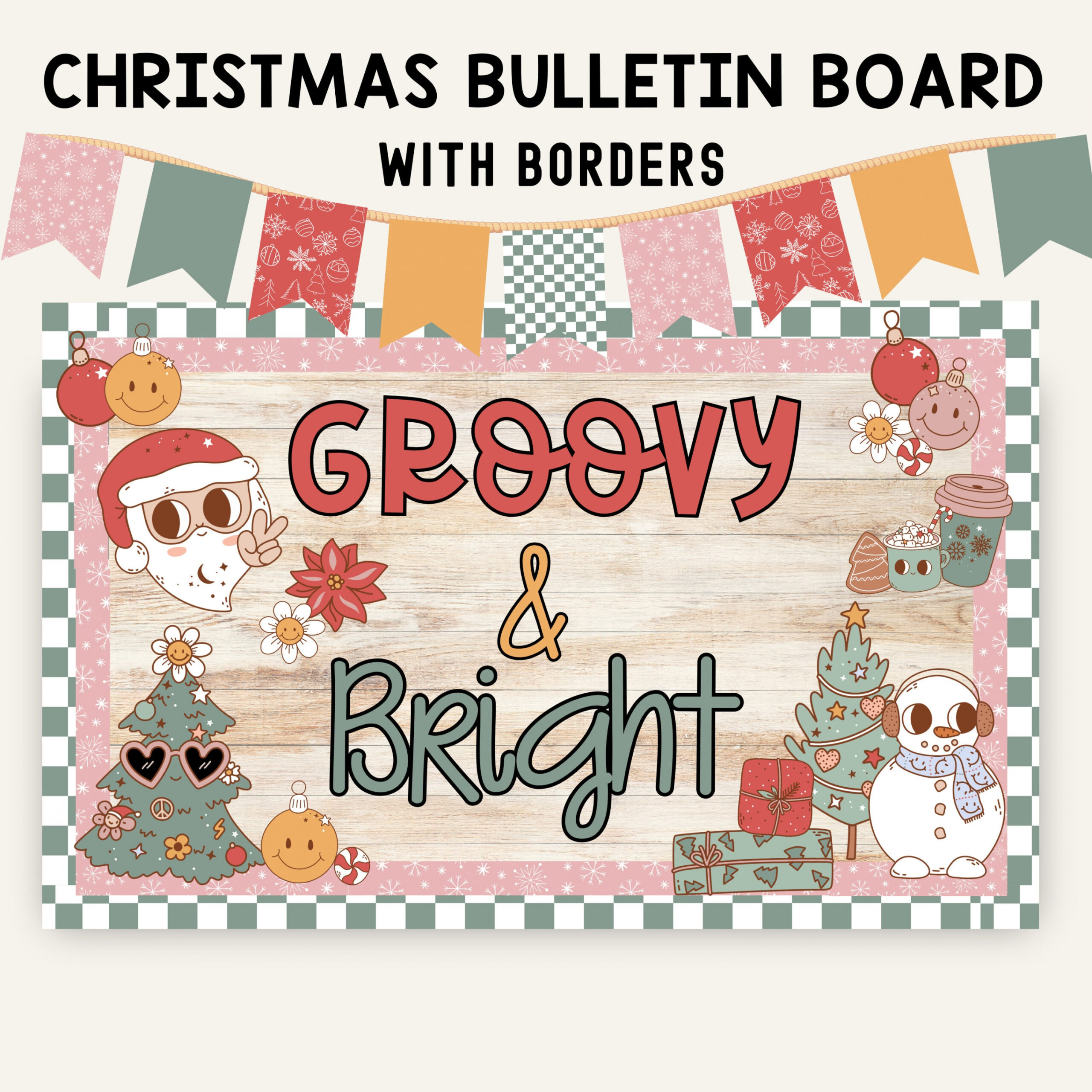 Retro Christmas Bulletin Board Kit, Groovy and Bright Hallway Decor, Boho  Retro Winter Classroom Decor, Highschool Holiday Classroom Posters