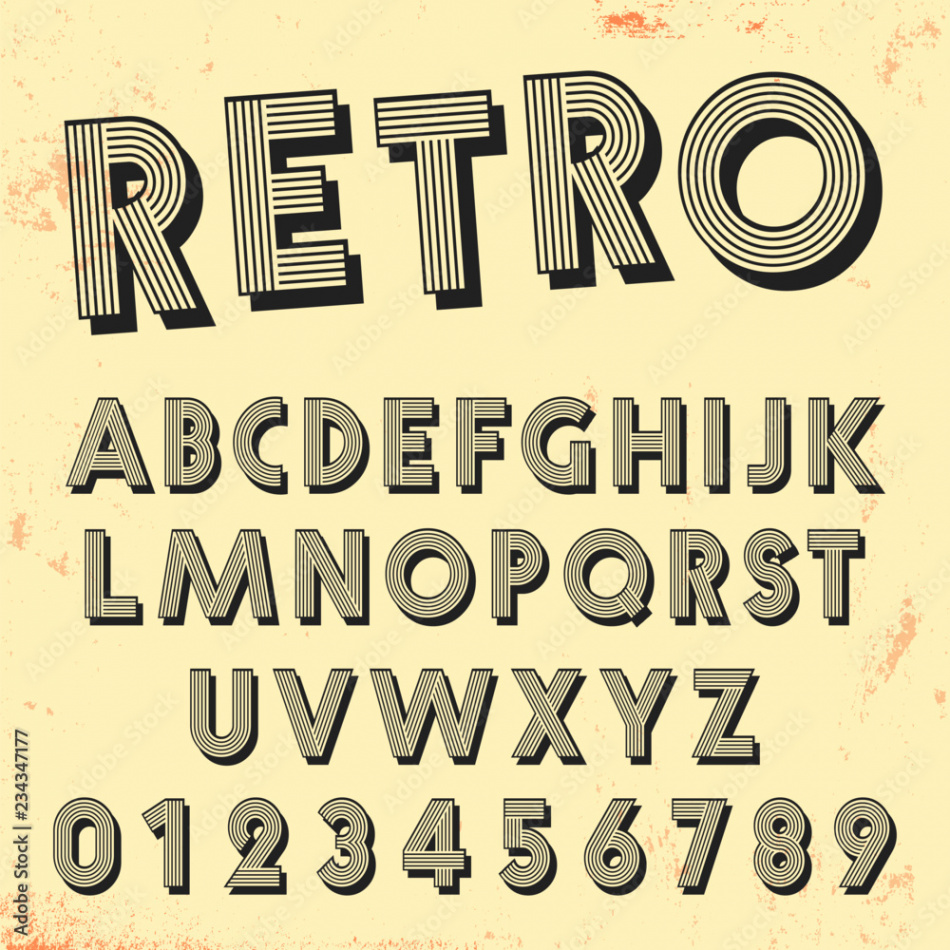 Retro line font template