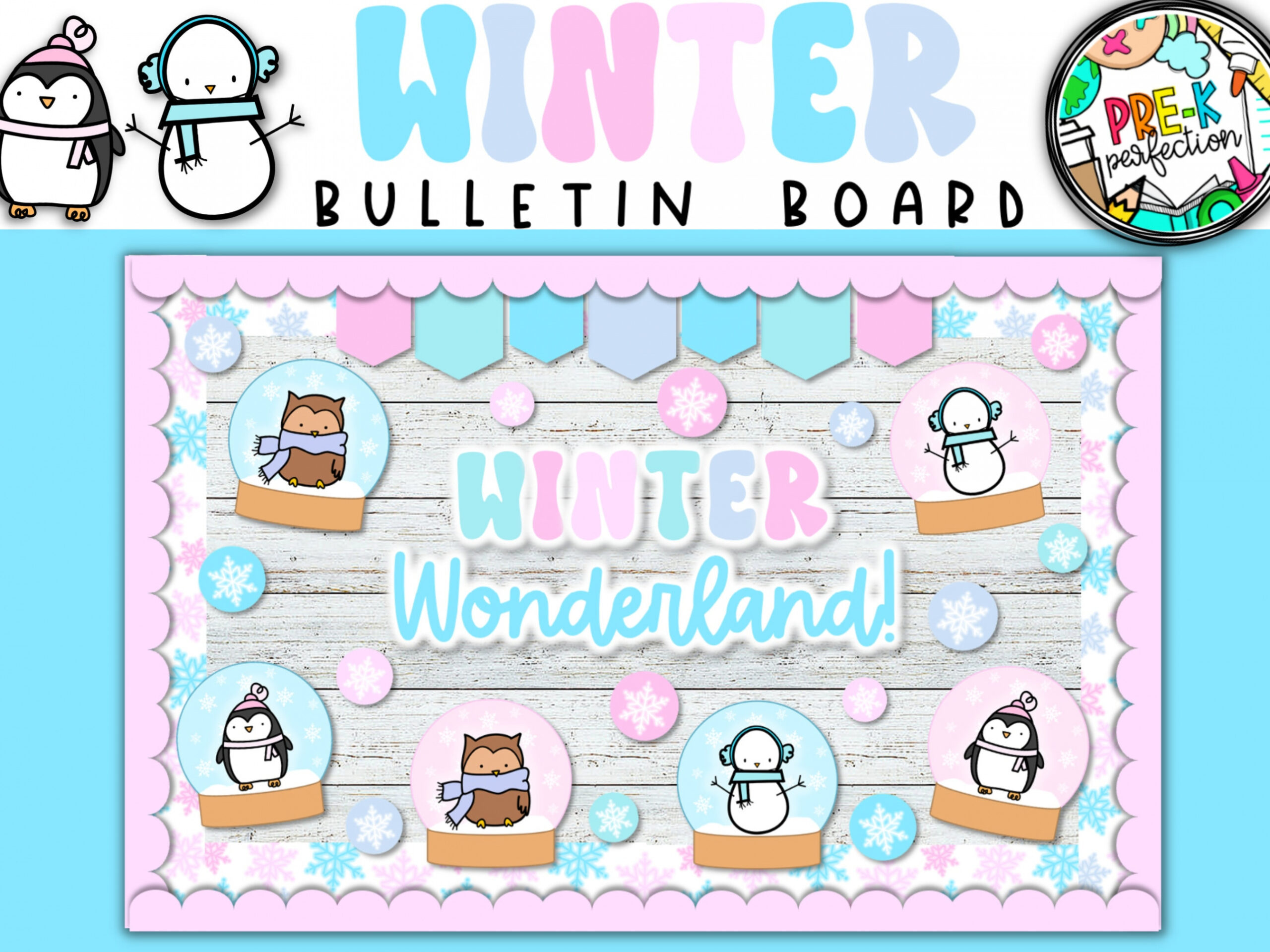 Retro Winter Wonderland Bulletin Board Snow Globe (Download Now