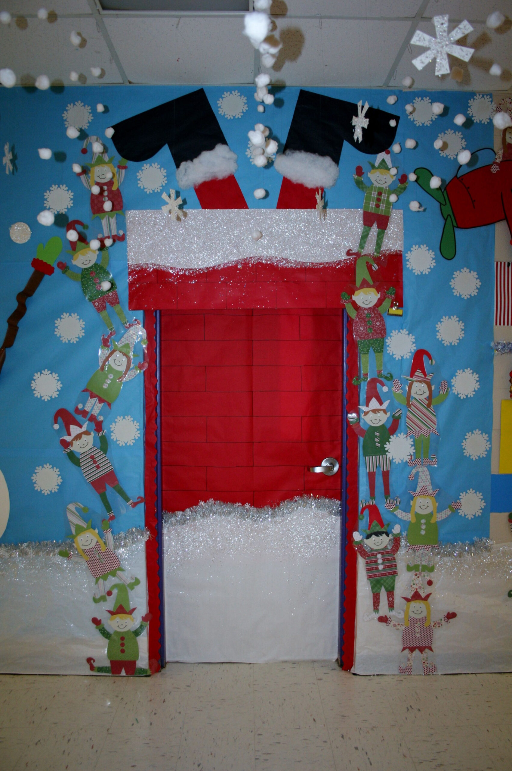 Santa Stuck Classroom Door Decoration  Christmas classroom door