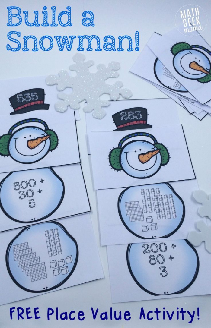 Simple Snowman Themed Place Value Activity!  Place value