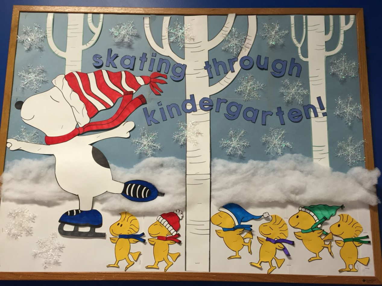 Snoopy Charlie Brown Kindergarten Winter bulletin board