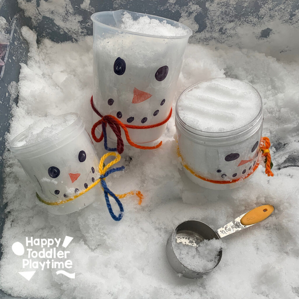 Snowman Sensory Bin: Winter Activity for Toddlers - Happy Toddler