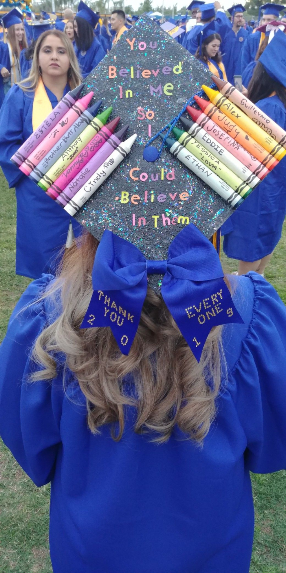 Teacher crayon grad cap in   Teacher graduation cap