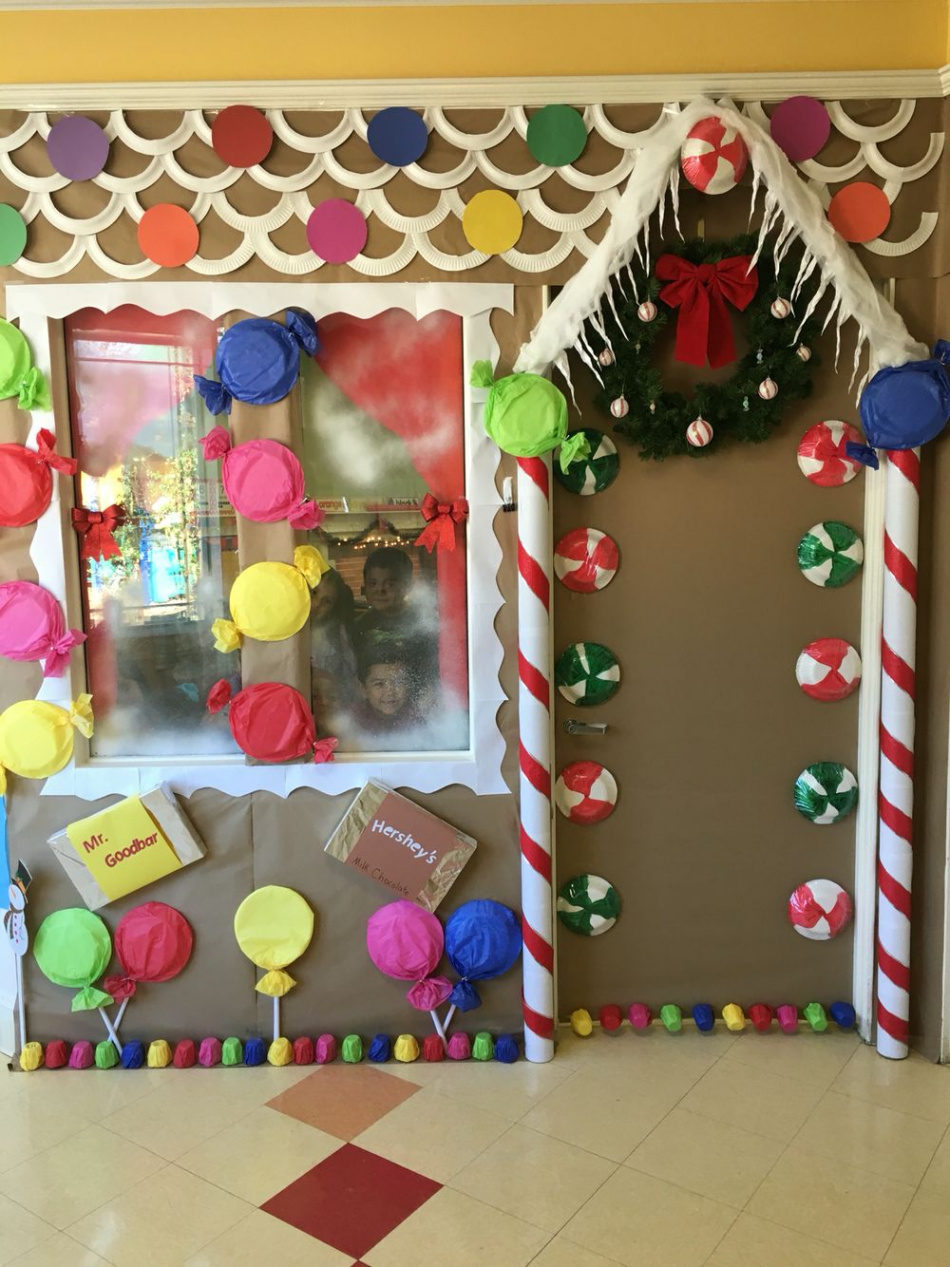 Turned my classroom door into a gingerbread house  Door