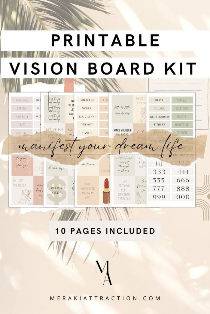 Vision Board Kit Printable Vision Board Printable - Etsy Canada in