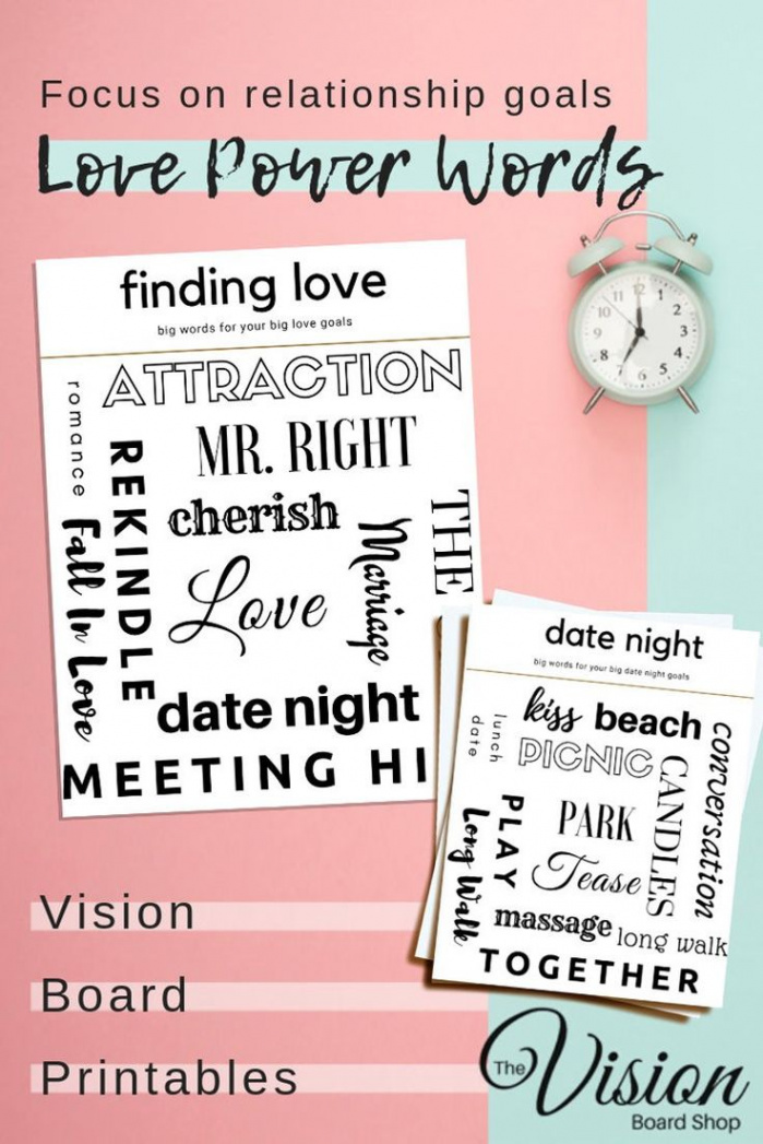 Vision Board Printables Love Power Words Affirmation for - Etsy