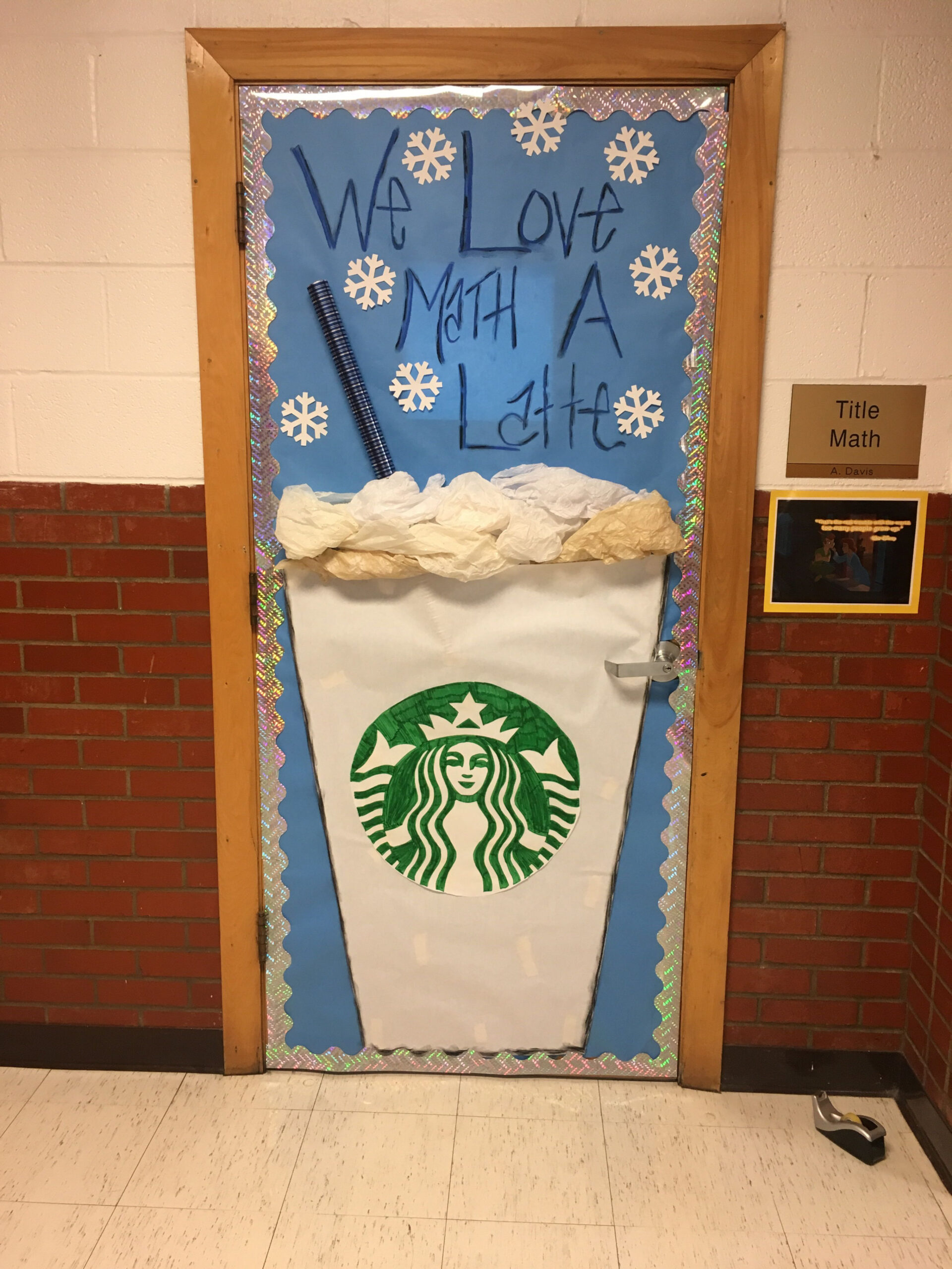 We Love Math A Latte!! Winter door decoration