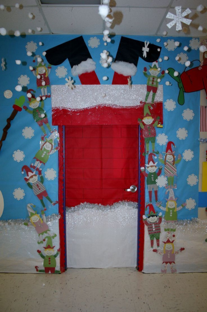 Whimsical Santa Stuck Door Decor for a Festive Classroom"