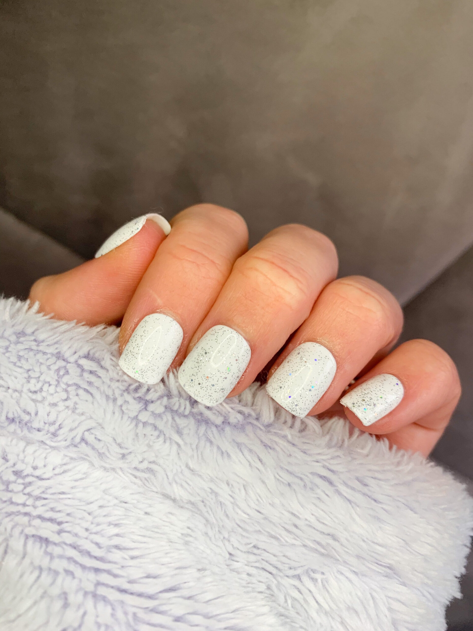 White Glitter Nails Press On Nails Winter Nails - Etsy