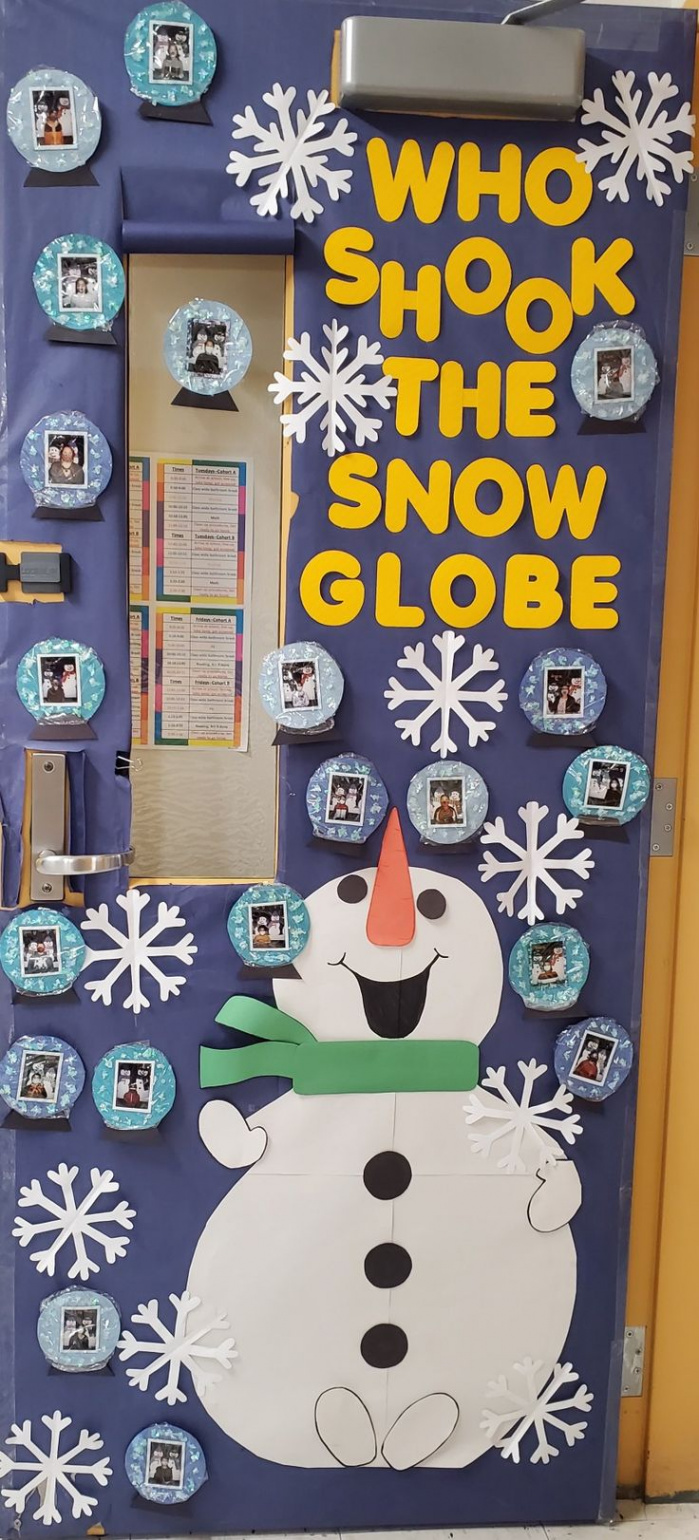 Who Shook the Snow Globe  Door decorations classroom christmas