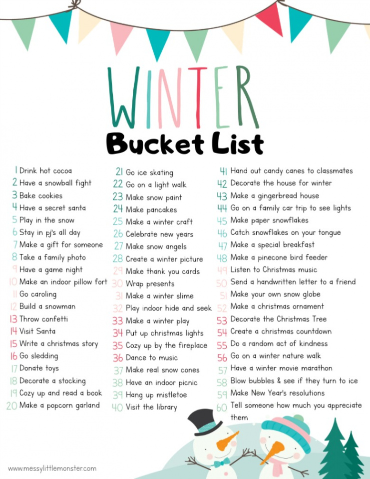 Winter Bucket List Printable - Messy Little Monster