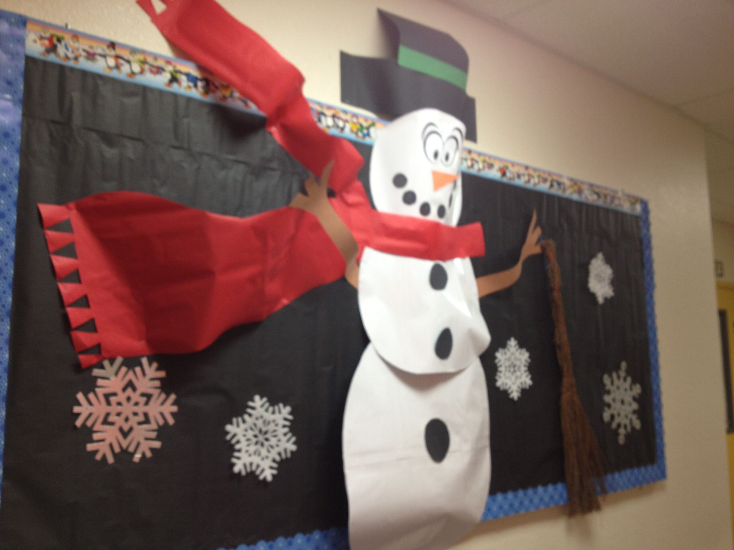 Winter Bulletin Board  Christmas bulletin, Snowman bulletin board