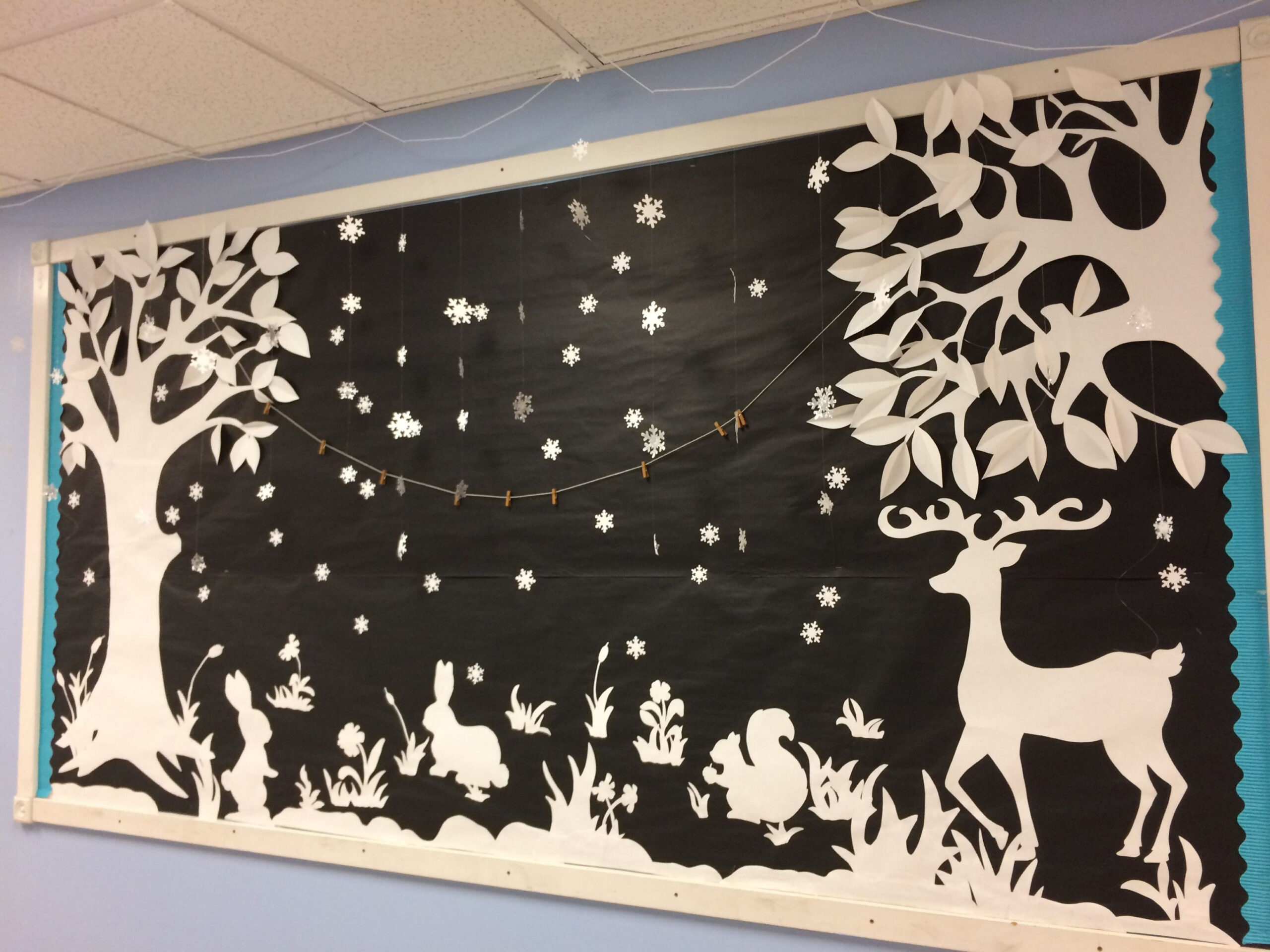 Winter bulletin board decoration art class, teacher, middle school