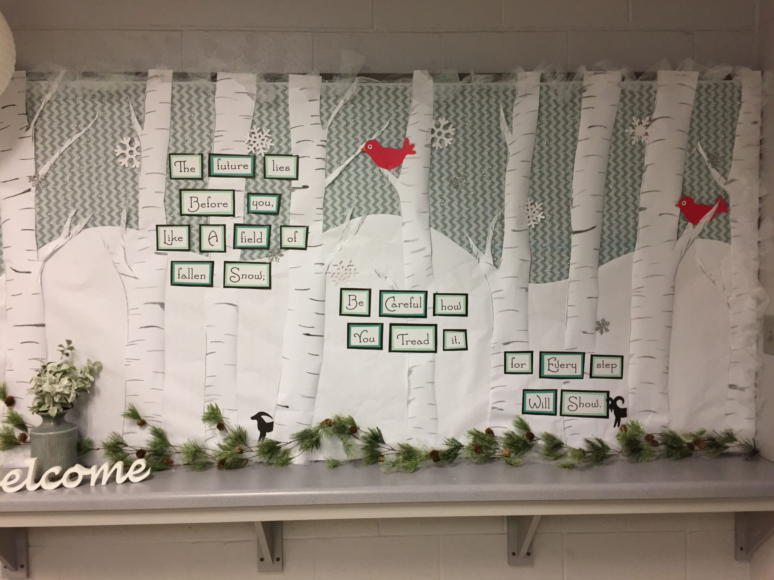 Winter bulletin board for the office at school