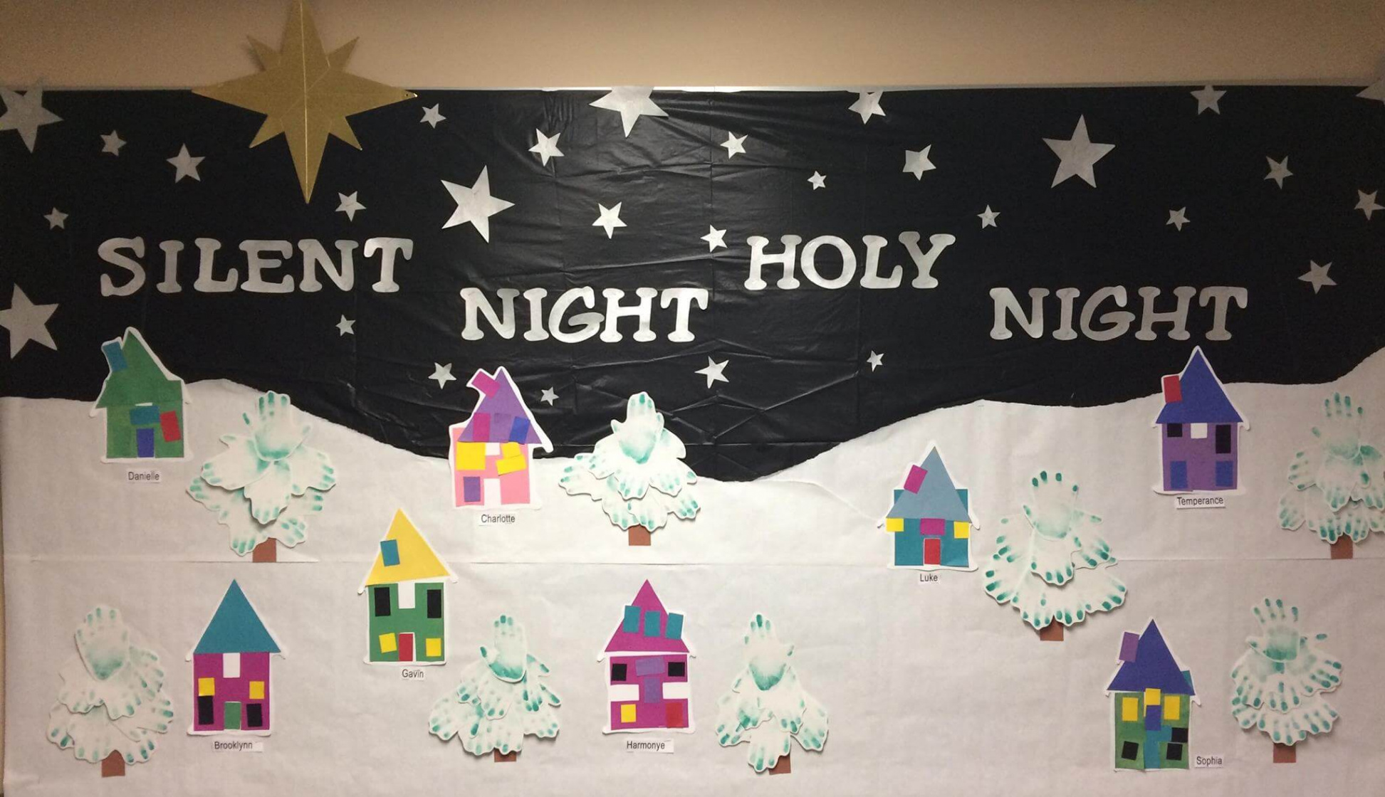 Winter Christmas Town Bulletin Board silent night holy night