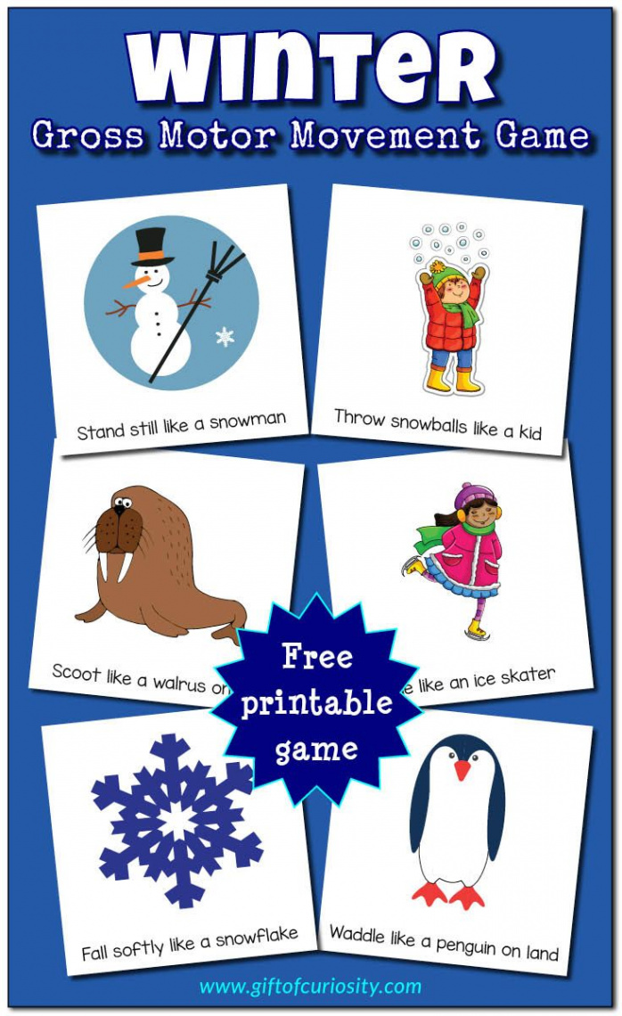 Winter Gross Motor Movement Game free printable  Winter