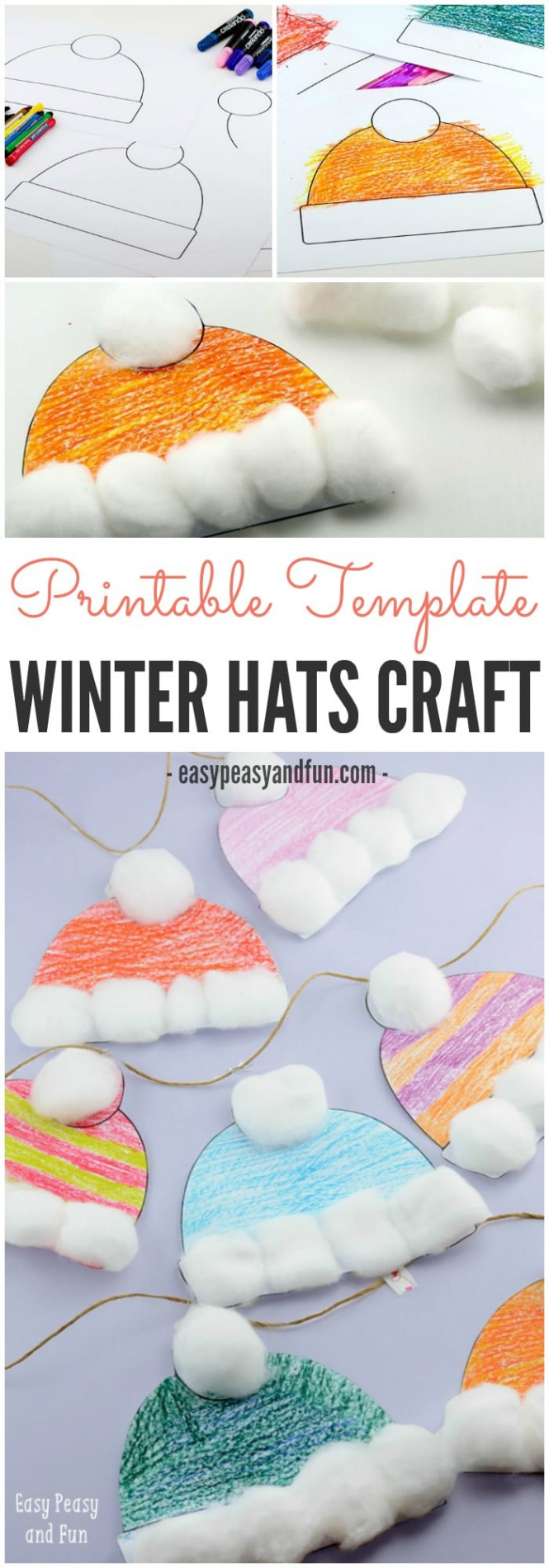 Winter Hats Craft for Kids - Perfect Classroom Craft - Easy Peasy