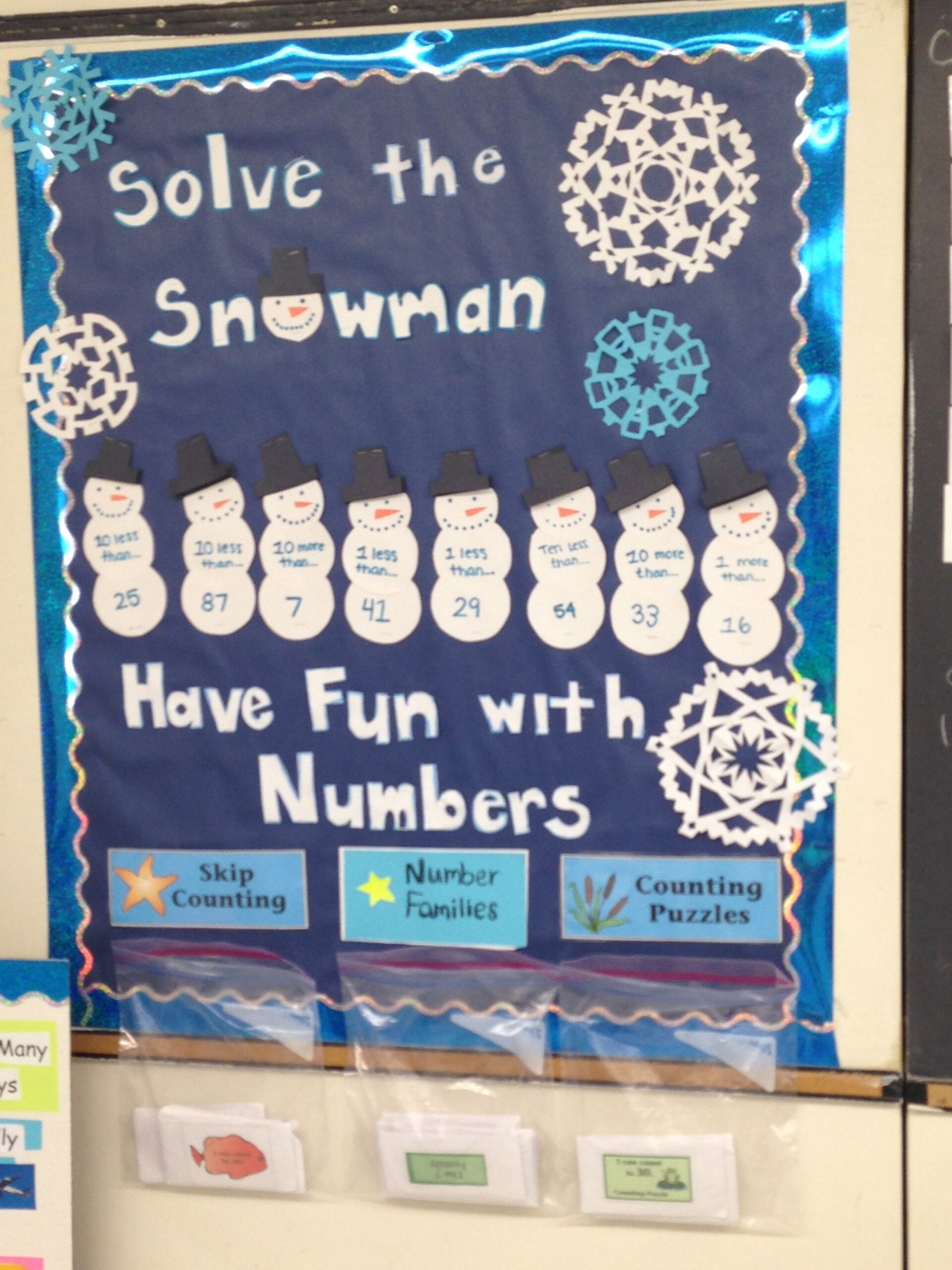 Winter Interactive Math Bulletin Board! Super cute and completely