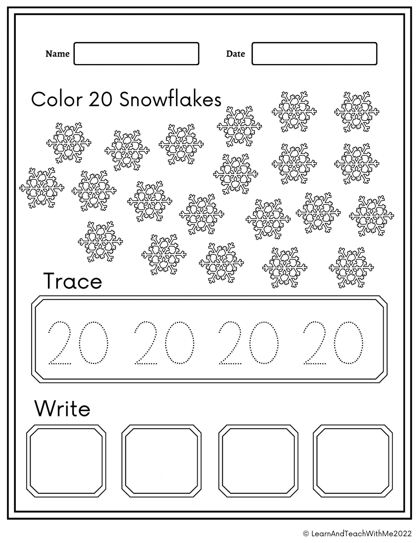 Winter Number - Tracing and Writing Worksheets Activities