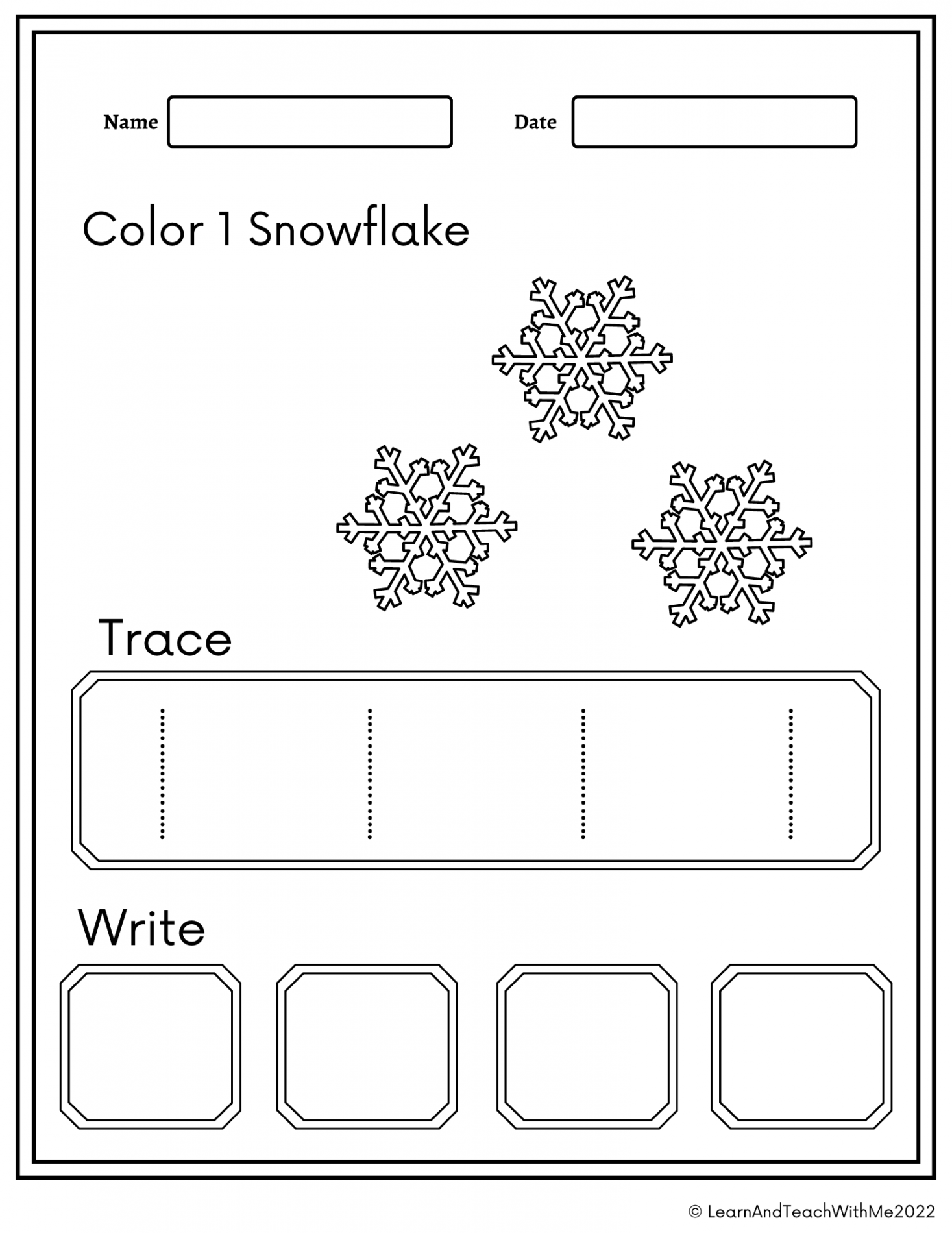 Winter Number - Tracing and Writing Worksheets Activities