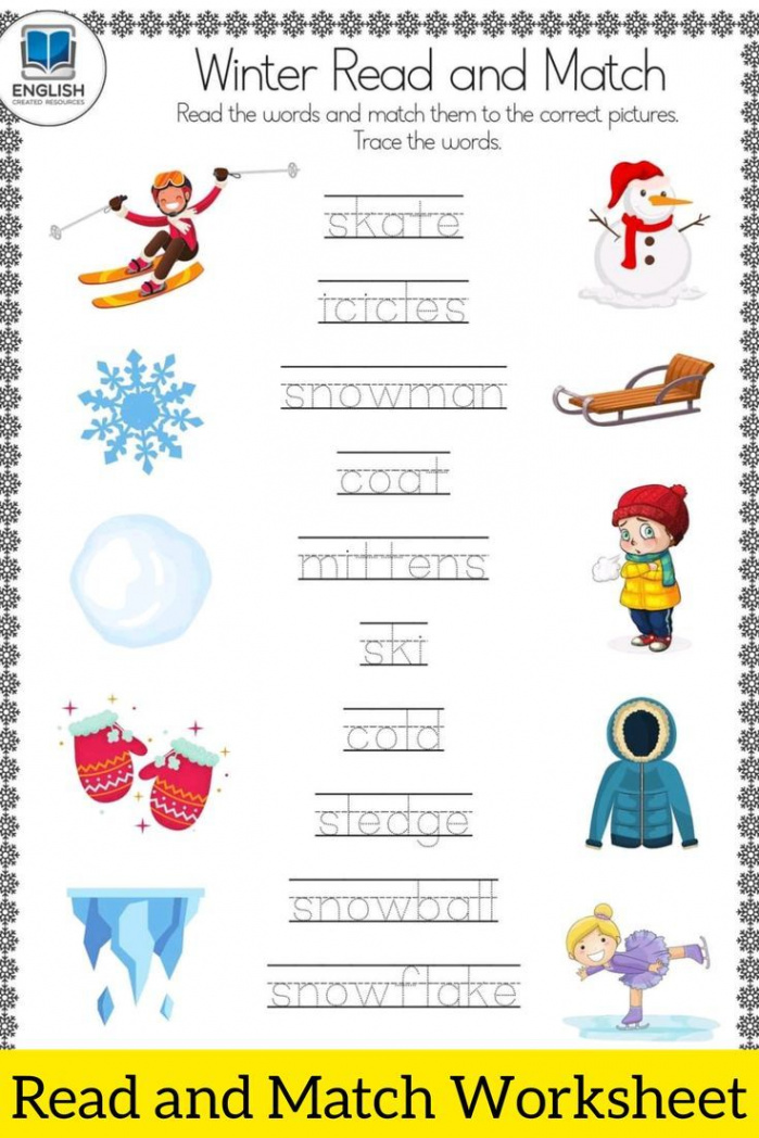 Winter Read and Match Worksheet  Winter reads, English activities