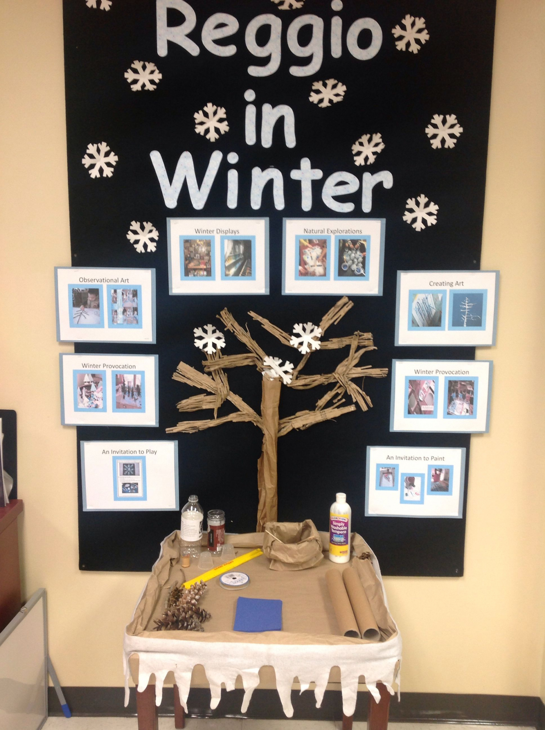 Winter Reggio inspired display in the LCCC Teacher Education