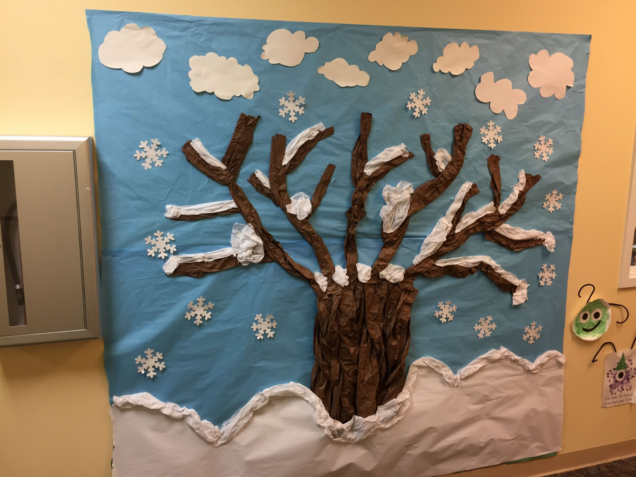 Winter tree bulletin board  Bulletin board tree, Transportation