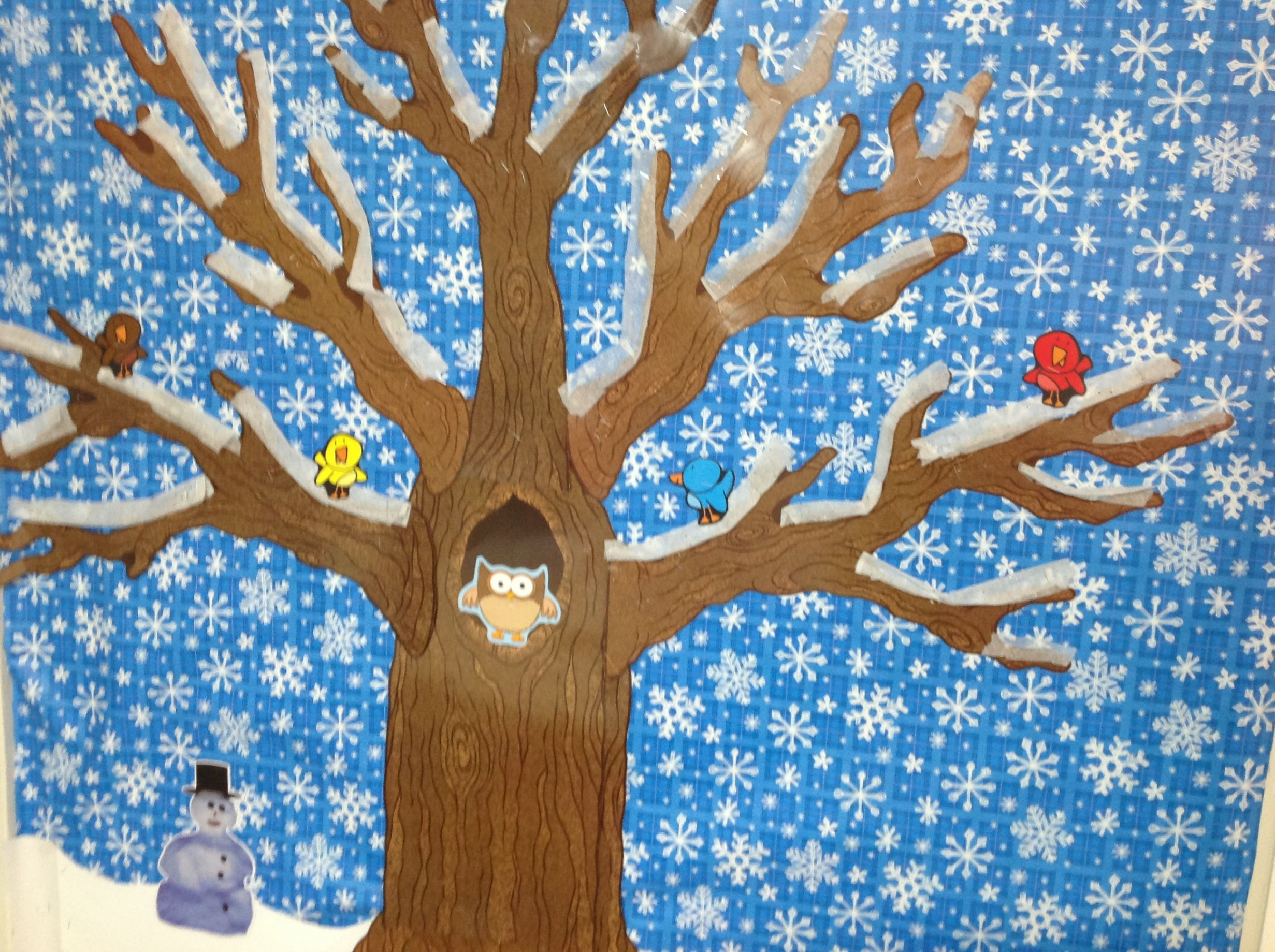 Winter tree wall classroom display  Winter crafts preschool