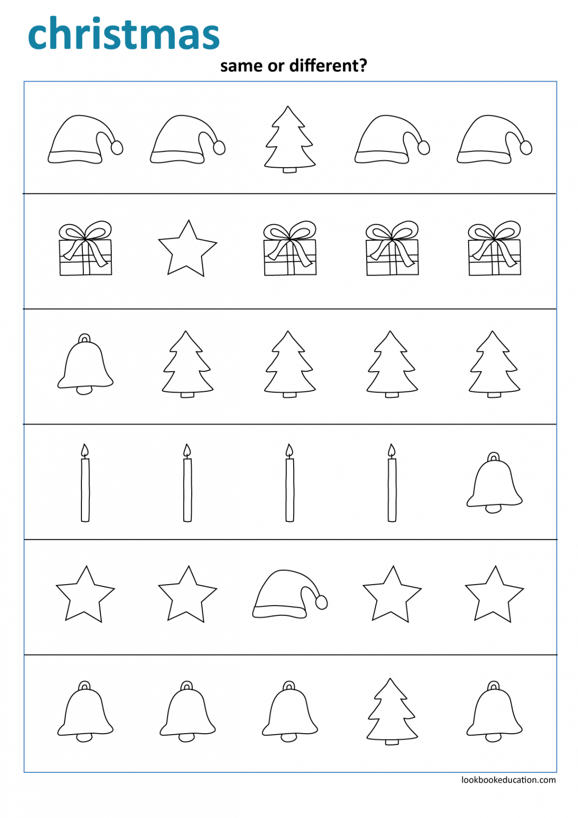 Worksheet Same or Different Christmas - LookbookEducation