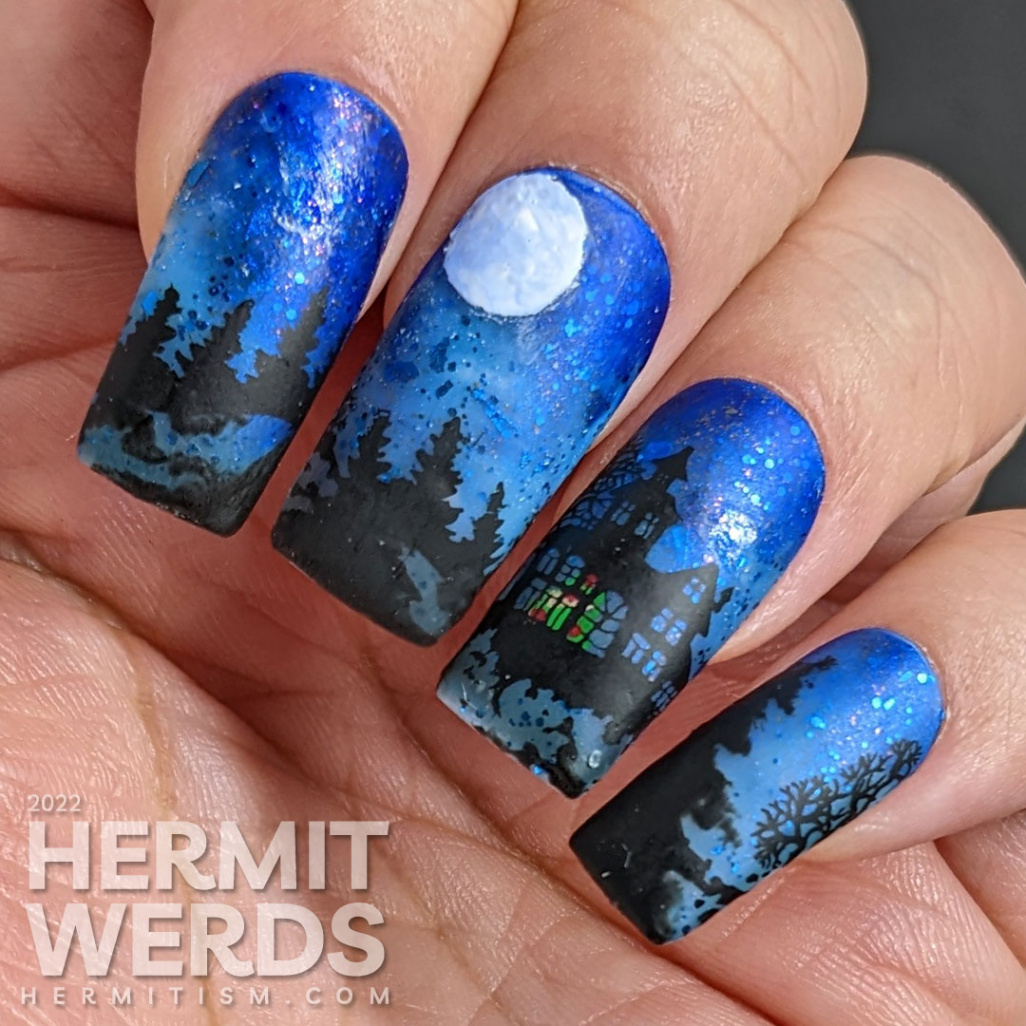 Yule Moon - Christmas Nail Art - Hermit Werds