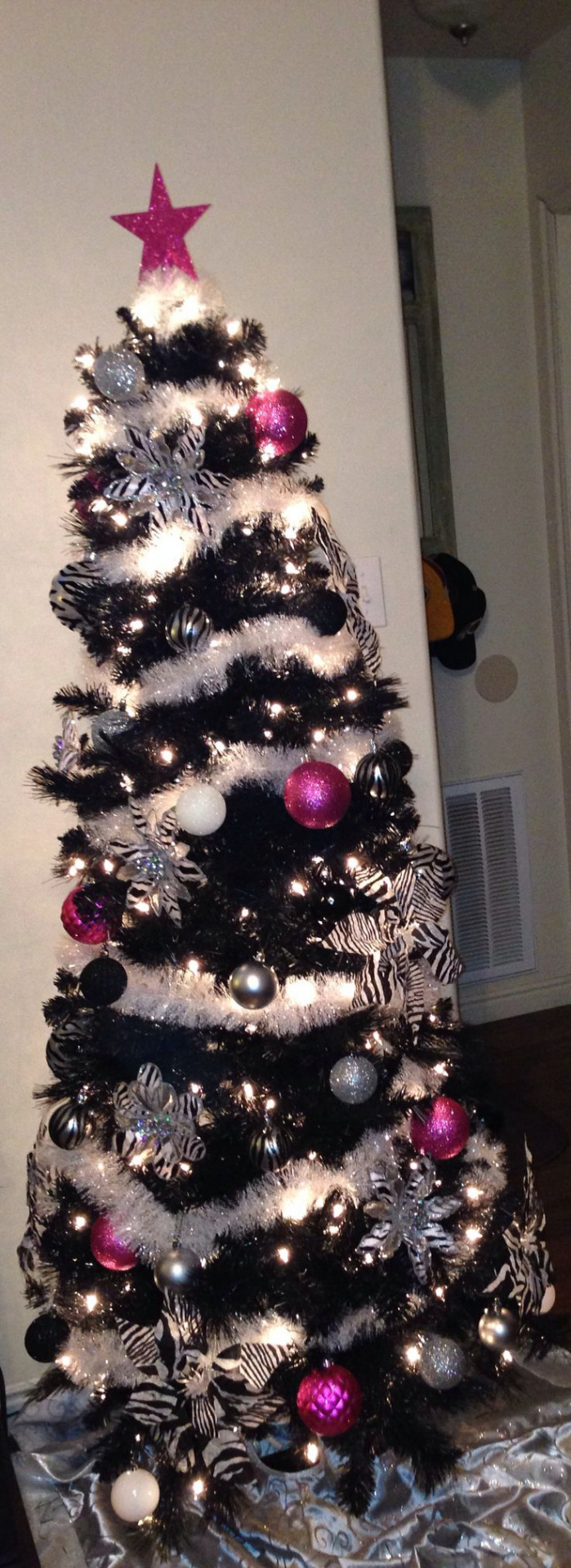 ZEBRA Christmas tree with hints of hot pink  Black christmas