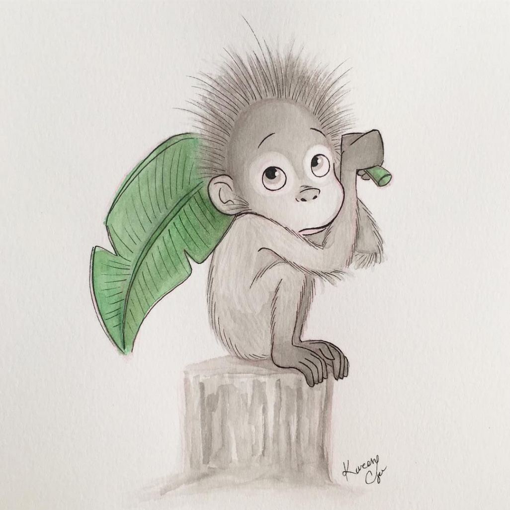 A shy baby orangutan #inktober #Inktober #ink #drawing