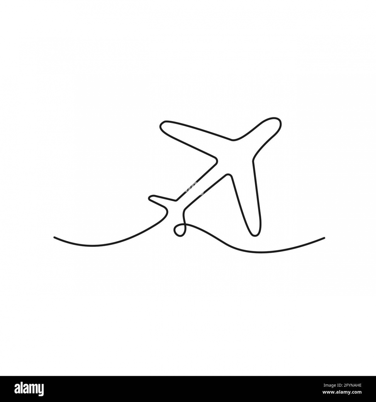 Airplane one line drawing. Minimalism art