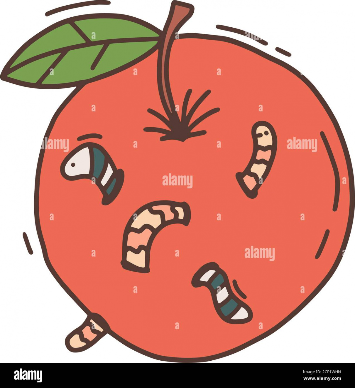 Apple Worm a hand drawn cartoon vector illustration of an apple