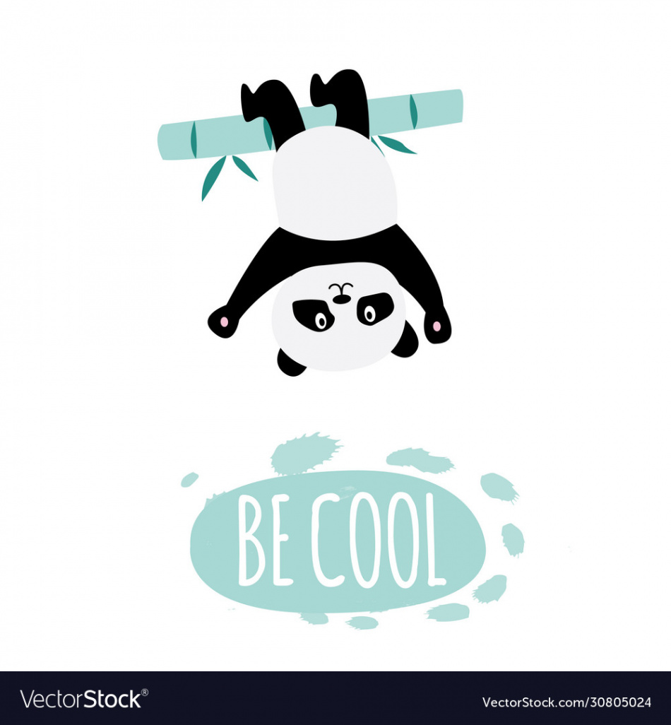 Be cool - cute cartoon panda hanging upside down Vector Image