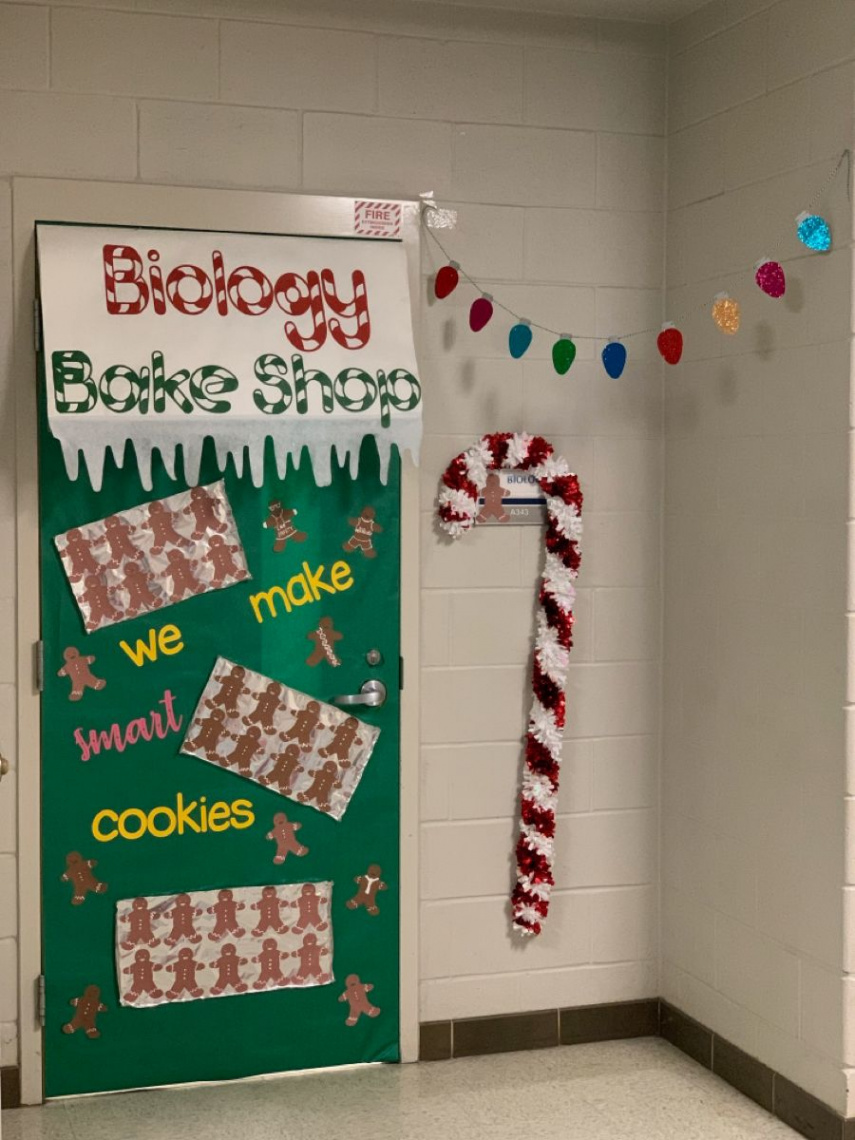 Biology Christmas classroom door  Door decorations classroom