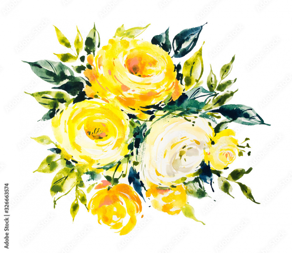 Bouquet of yellow and white roses