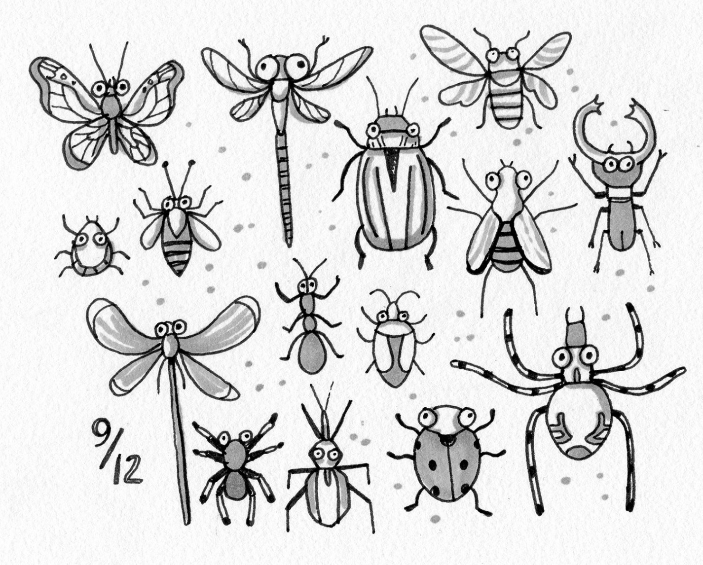 Bug doodle illustrations  Bugs drawing, Cute doodles drawings