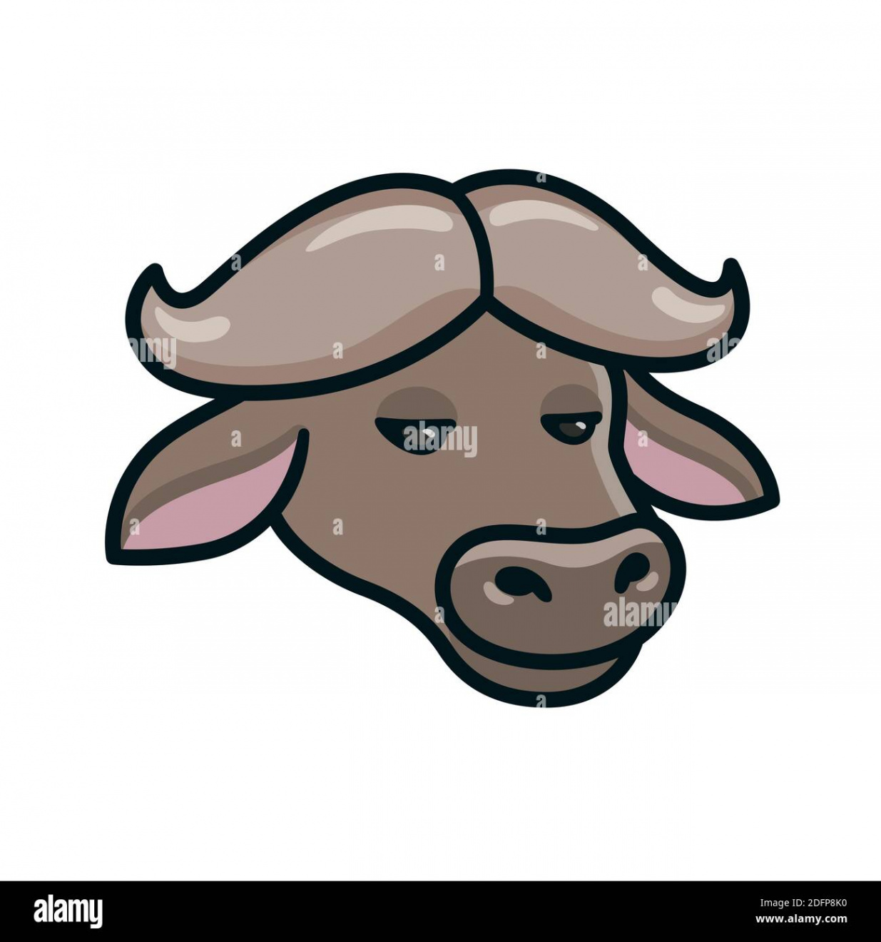 Cartoon African buffalo head