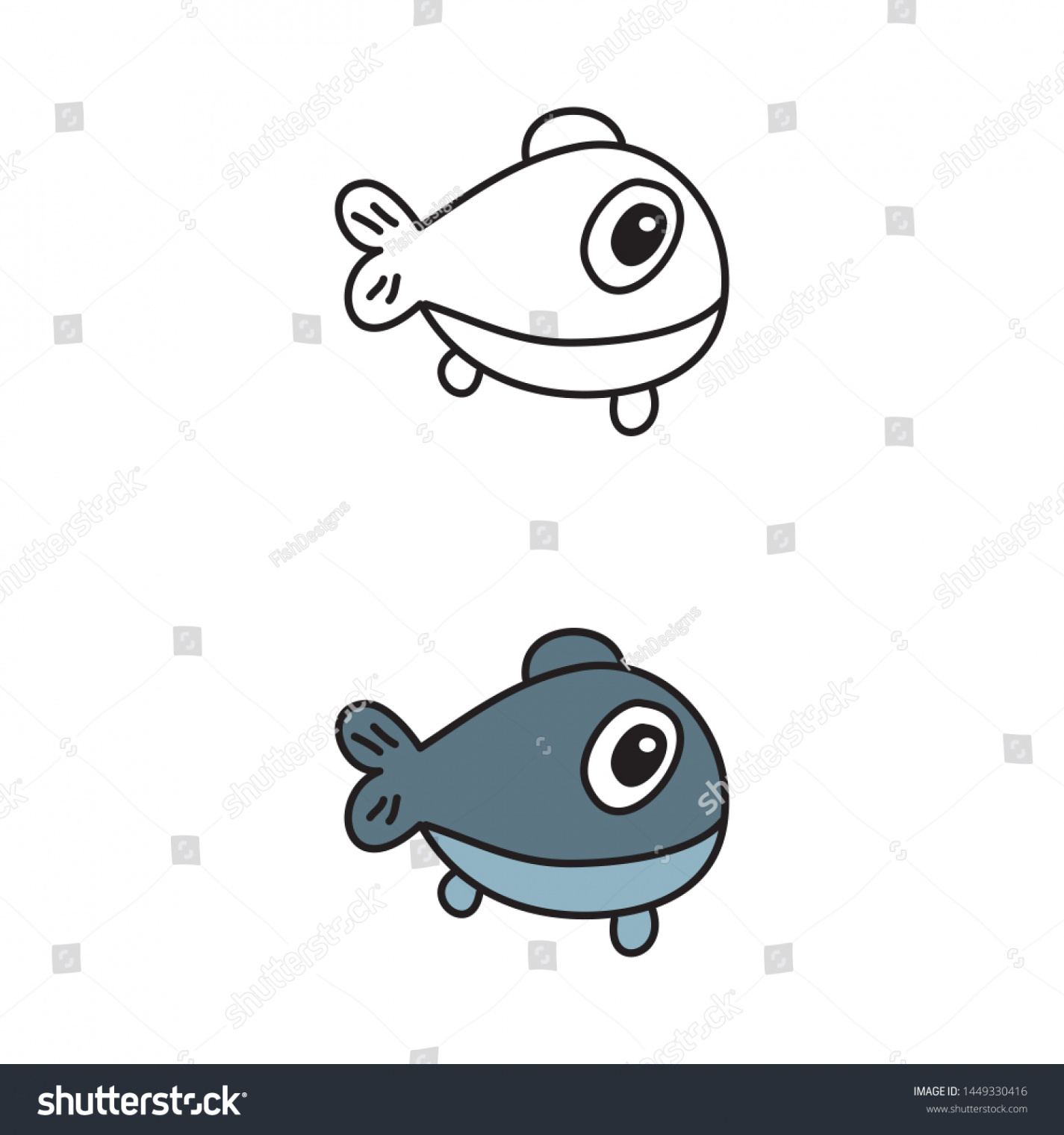 Cartoon Drawing Cute Fish Stock Vector (Royalty Free)