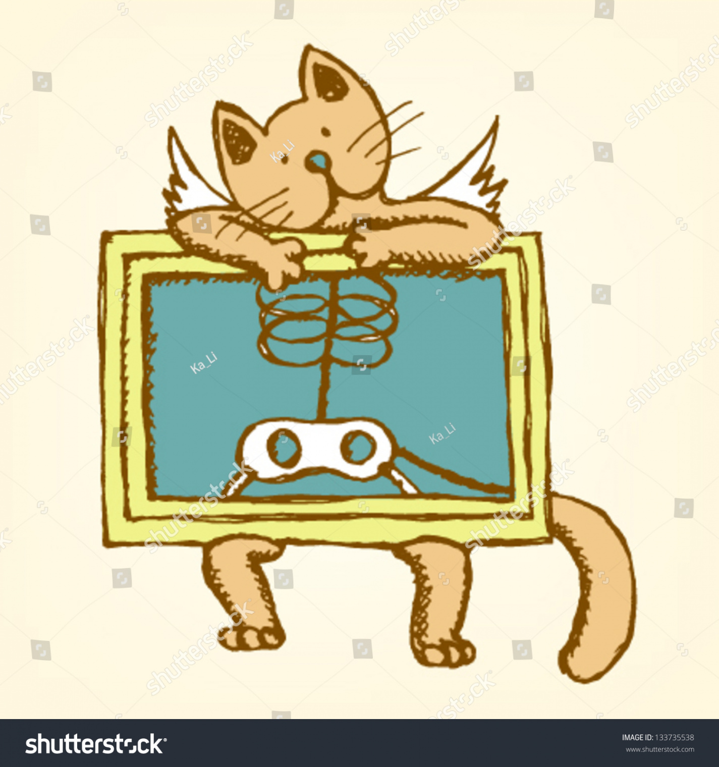 Cat Wings Hold Xray Picture His Stock Vector (Royalty Free