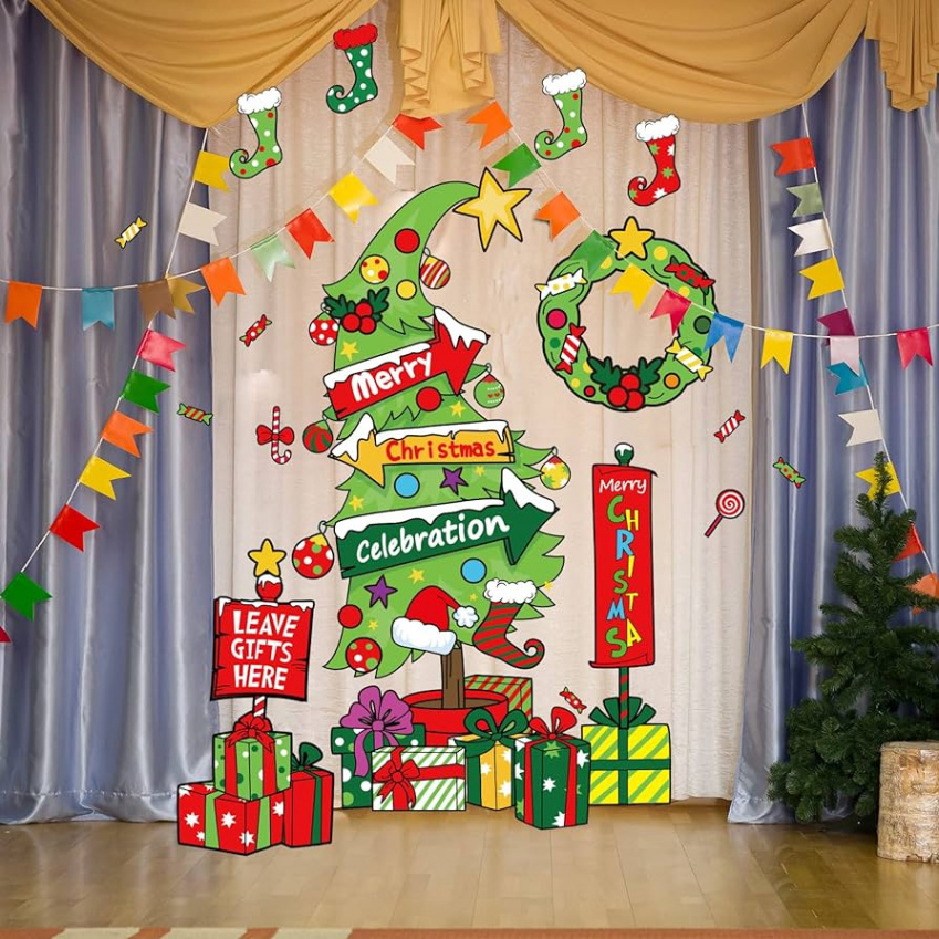 Christmas classroom pin board decorations Merry Christmas school pin board  Christmas tree cut-outs classroom decor farmhouse holiday pin board decor