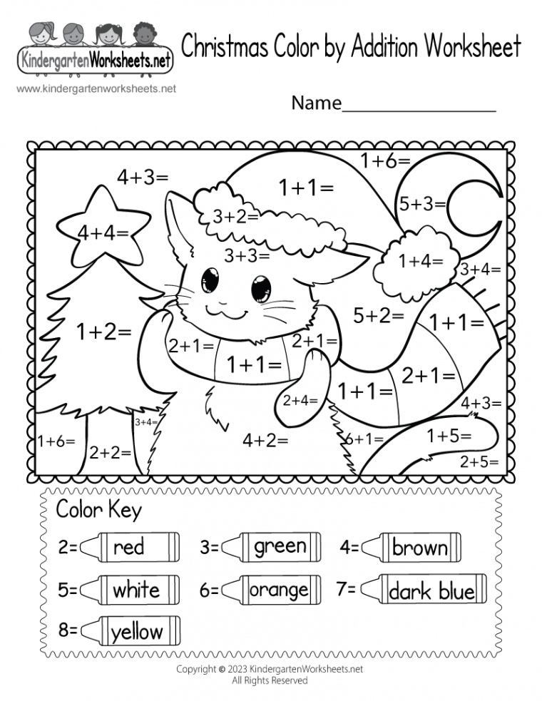 Christmas Color by Addition Worksheet - Free Printable, Digital, & PDF