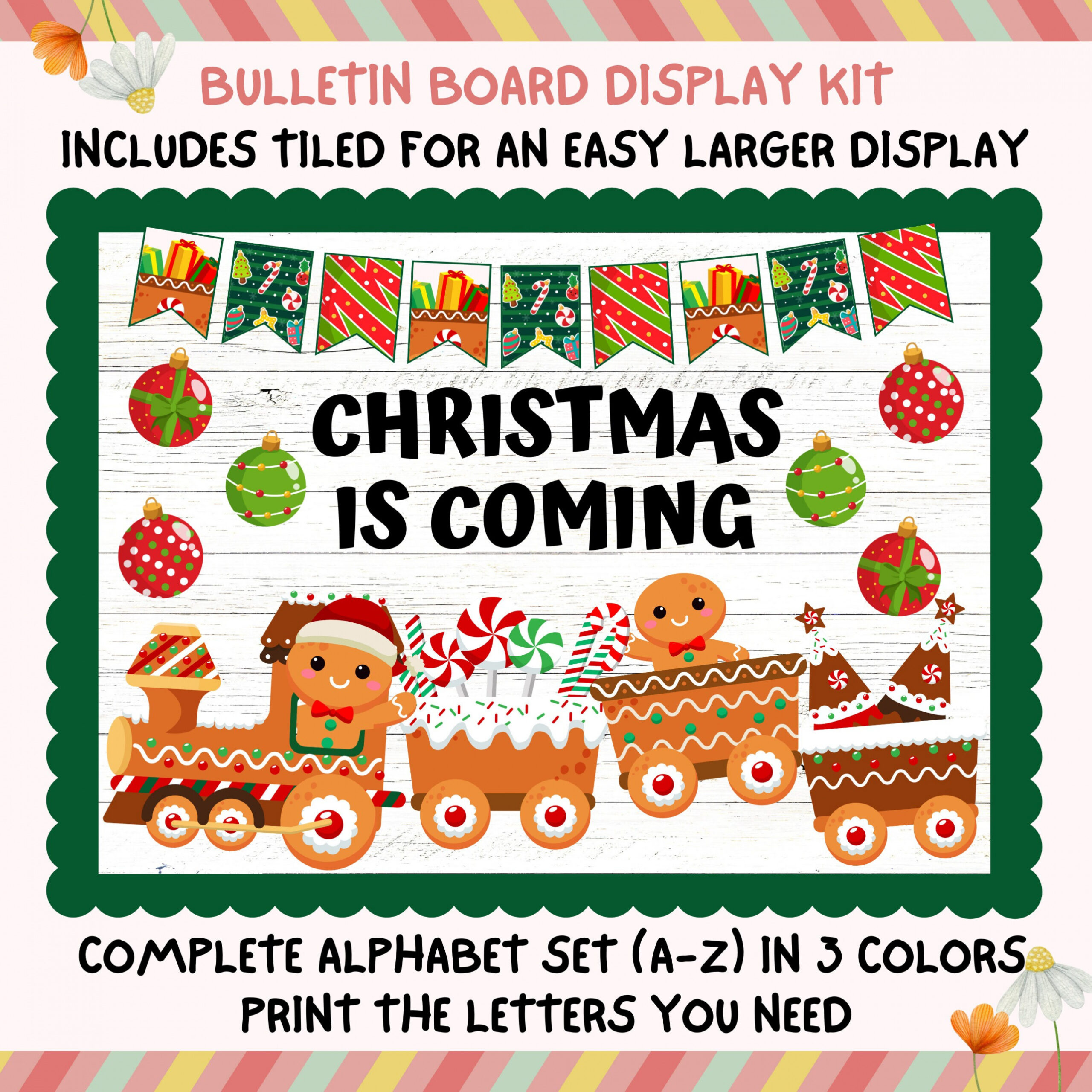 Christmas, Gingerbread, Festive, Train Bulletin Board Kit