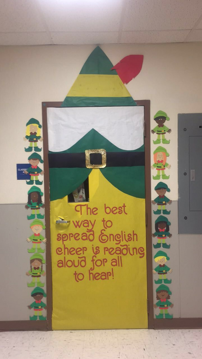 Christmas/ Holiday/ Elf themed door for middle school