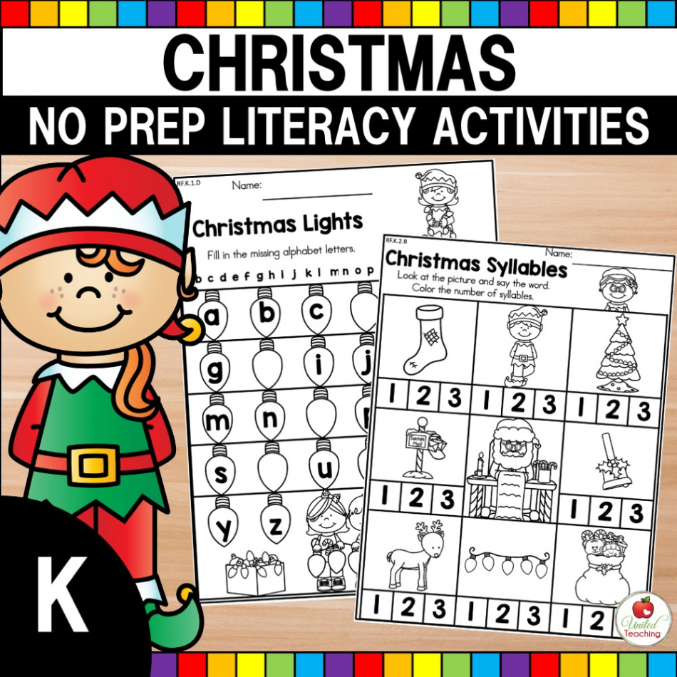 Christmas Literacy Worksheets Kindergarten