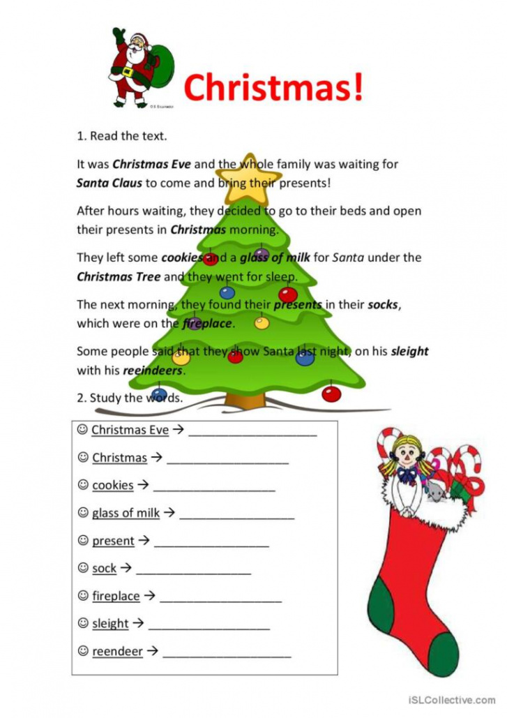 Christmas Text : English ESL worksheets pdf & doc