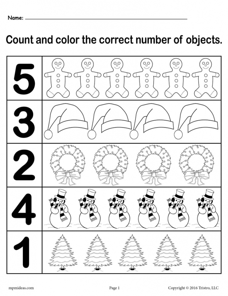 Christmas Themed "Count and Color" Worksheets ( Printable