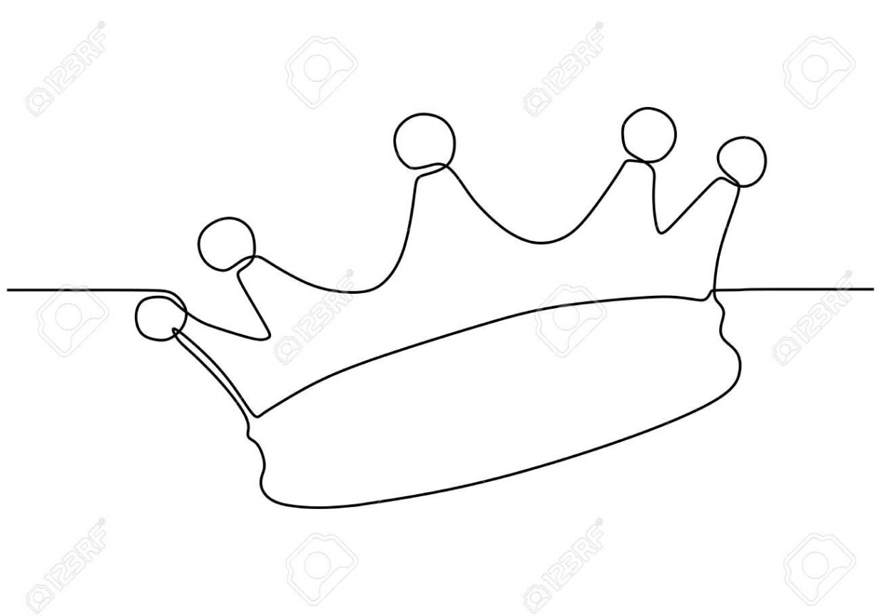 Continuous one line drawing of crown symbol of king and majesty